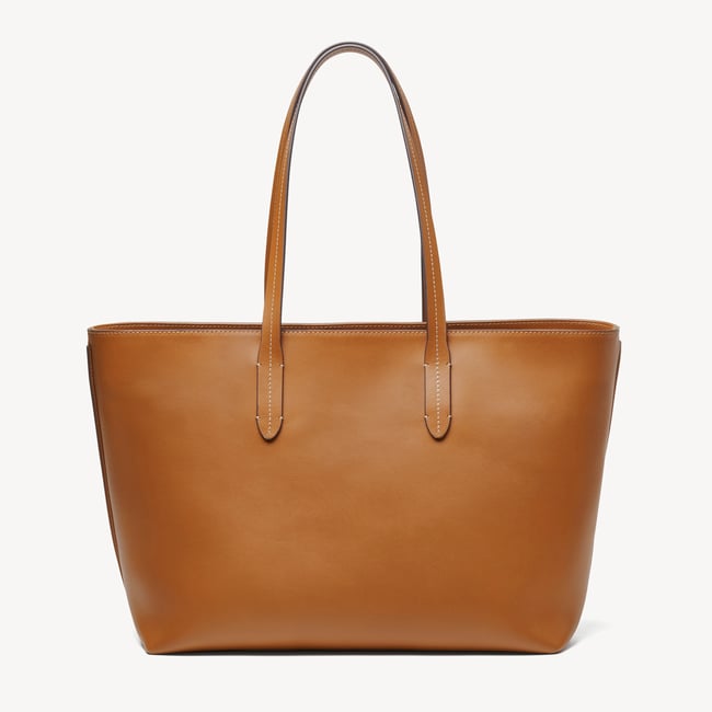 taba light brown トートバッグ Zipped East West Leather Tote Bag in Smooth Tan | Aspinal