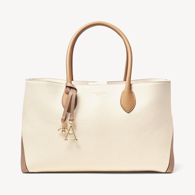 London Tote Deep Taupe & Ivory Pebble