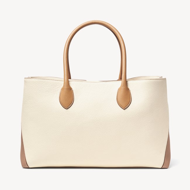London Tote Deep Taupe & Ivory Pebble