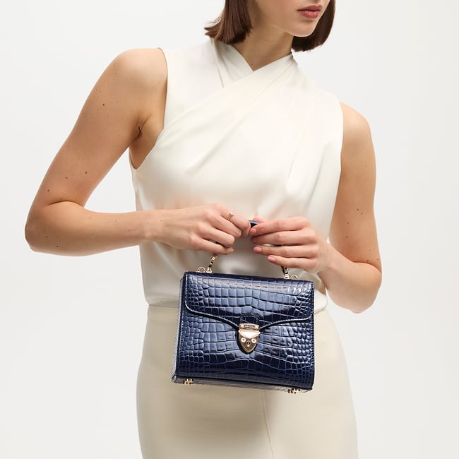 Midi Mayfair® Bag Midnight Blue Patent Croc