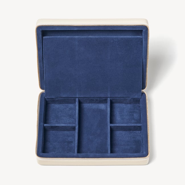 Large Travel Jewellery Case Ivory Pebble