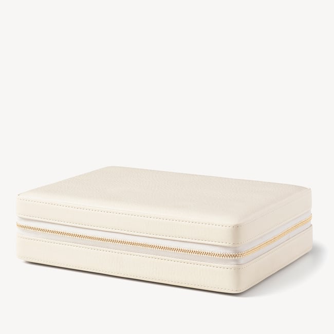 Large Travel Jewellery Case Ivory Pebble