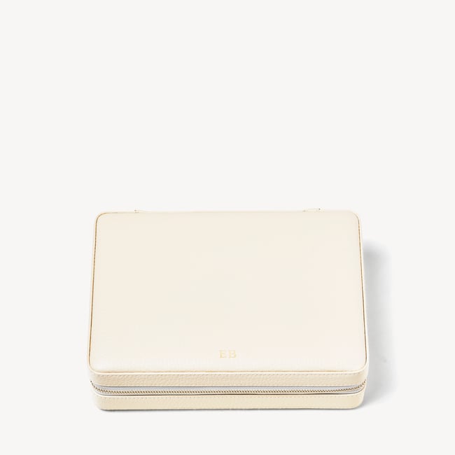 Large Travel Jewellery Case Ivory Pebble