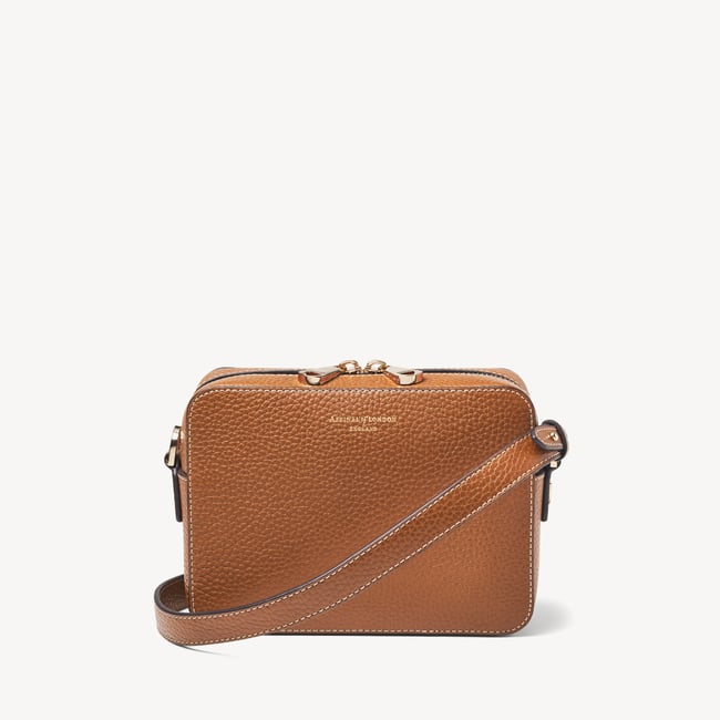 Camera Crossbody Bag Tan Pebble