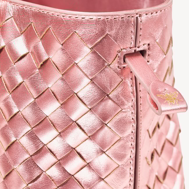 Paris Bag Blush Pink Metallic Woven Leather