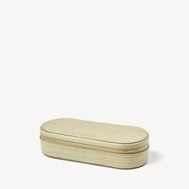 Jewellery & Watch Travel Case Deep Shine Pistachio Small Croc