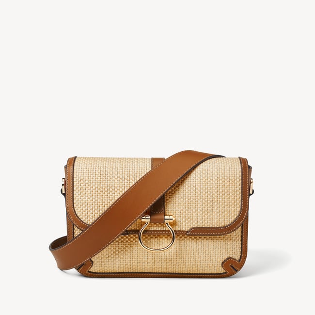 Resort Crossbody Natural Raffia & Smooth Tan