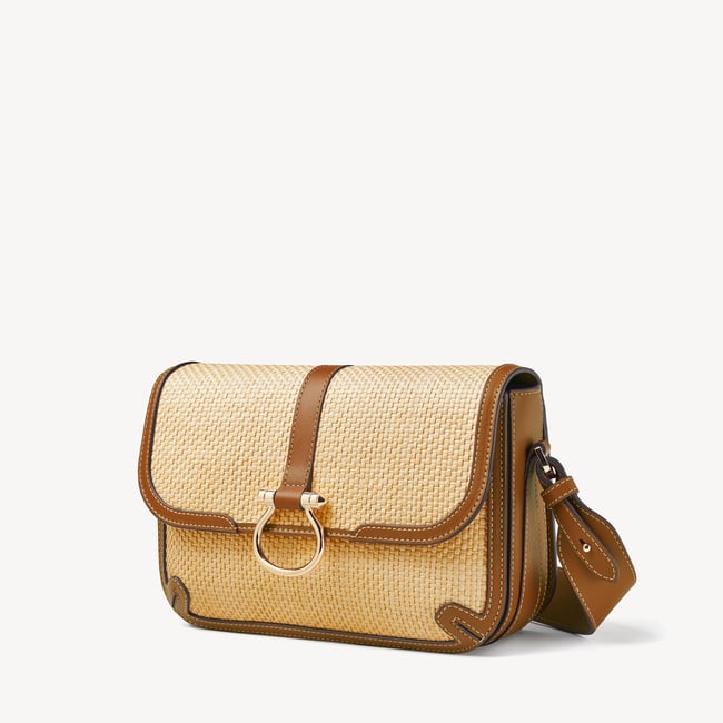 Resort Crossbody Natural Raffia & Smooth Tan