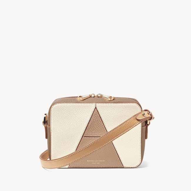 Camera Crossbody Bag Deep Taupe & Ivory Pebble