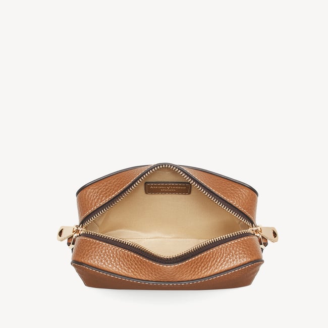 Camera Crossbody Bag Tan Pebble