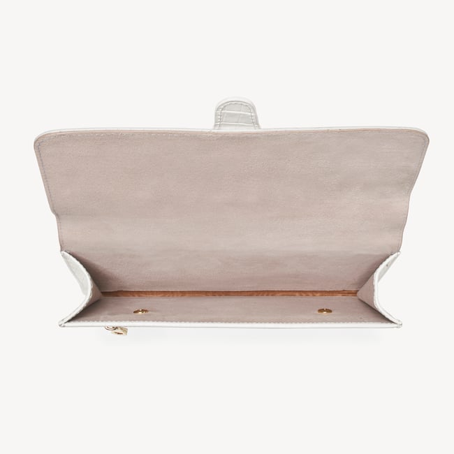 Travel Wallet Deep Shine Chalk White Small Croc