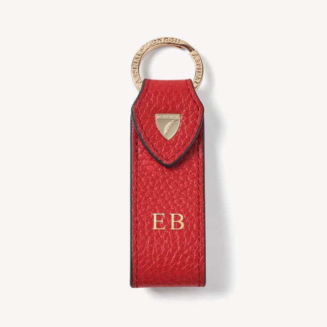 Small Leather Loop Keyring Cardinal Red Pebble