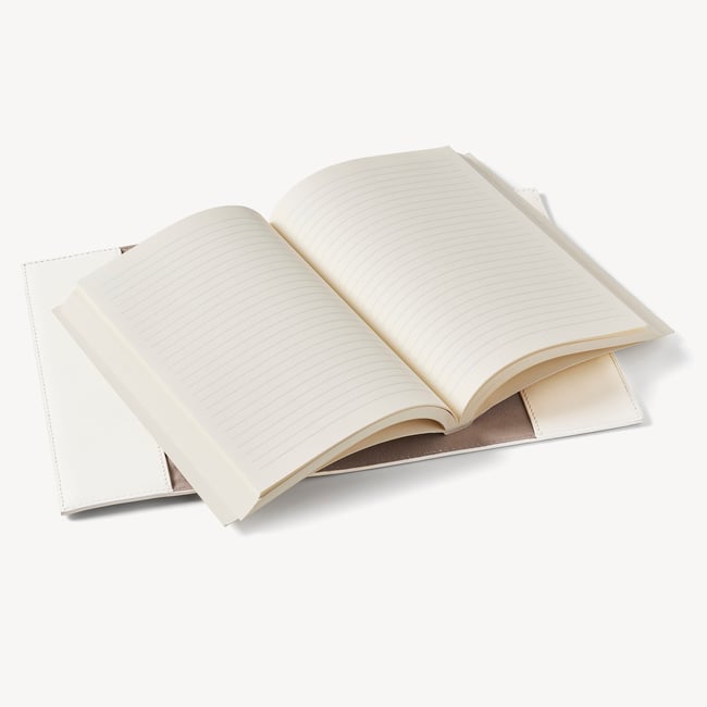 A5 Refillable Luxury Journal Chalk White Woven Leather