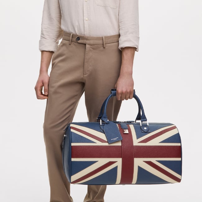 Brit Duffle Travel Bag Union Jack Pebble