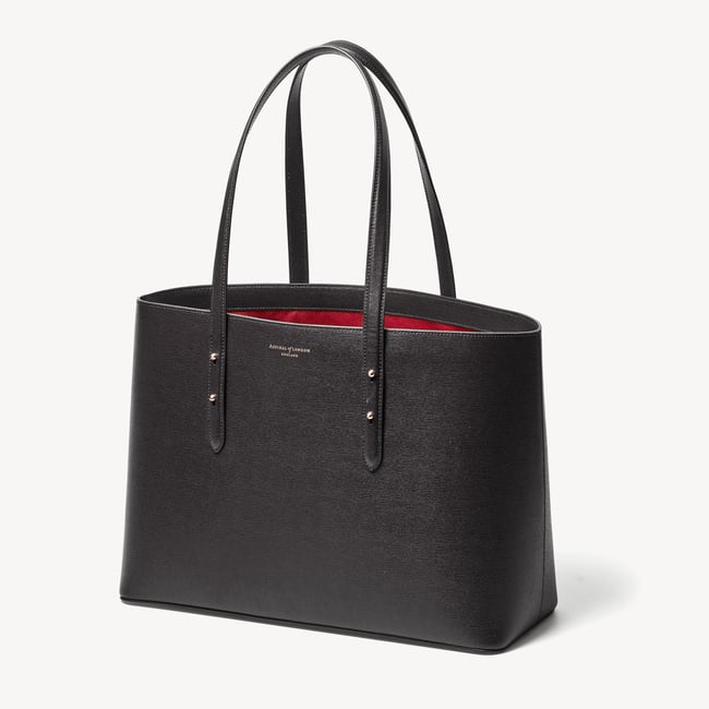 Regent Leather Tote Bag in Black Saffiano | Aspinal of London Regent Leather Tote Bag in Black Saffiano | Aspinal of London