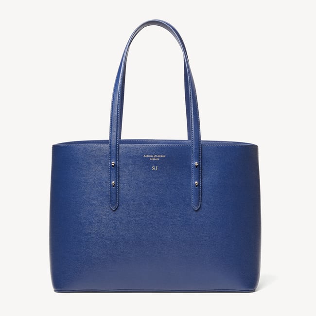 Regent Leather Tote Bag Caspian Blue Saffiano