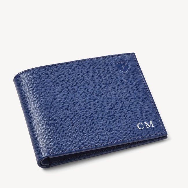 8 Card Billfold Wallet Caspian Blue Saffiano