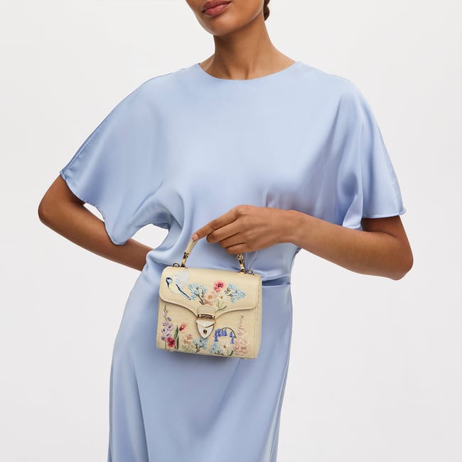Mini Mayfair® Embroidered Bag English Garden Hand Embroidery on Canvas Raffia