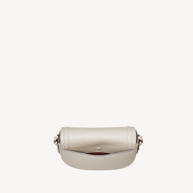 Small Stella Satchel Crossbody Bag Dove Grey Pebble