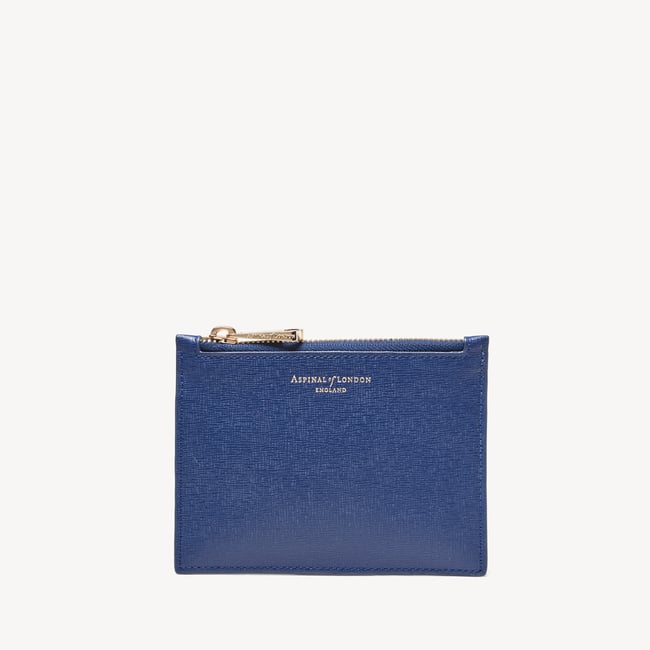 Small Essential Flat Pouch Caspian Blue Saffiano