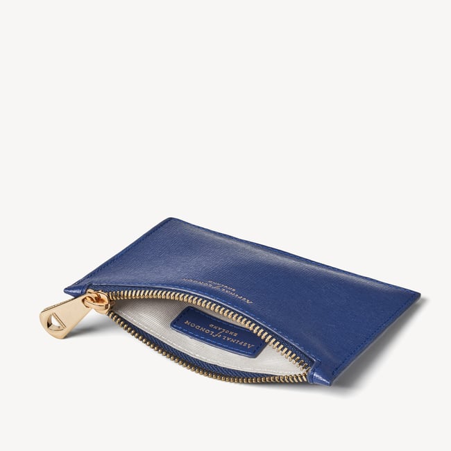 Small Essential Flat Pouch Caspian Blue Saffiano