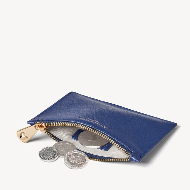 Small Essential Flat Pouch Caspian Blue Saffiano