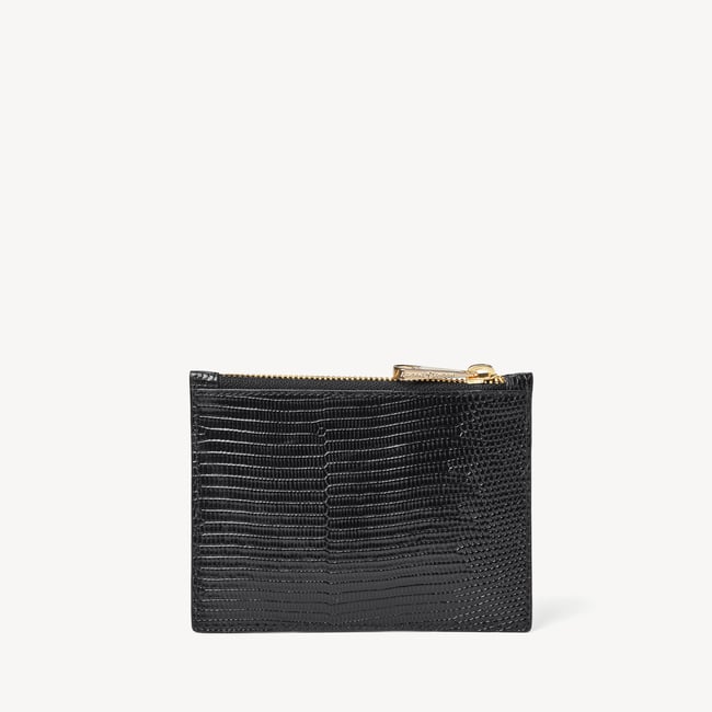 Small Essential Flat Pouch Black Lizard