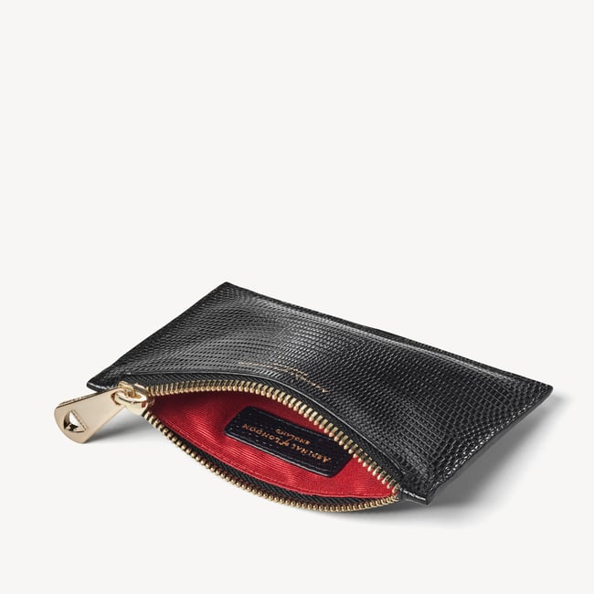 Small Essential Flat Pouch Black Lizard