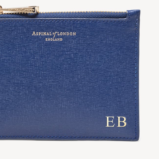 Small Essential Flat Pouch Caspian Blue Saffiano