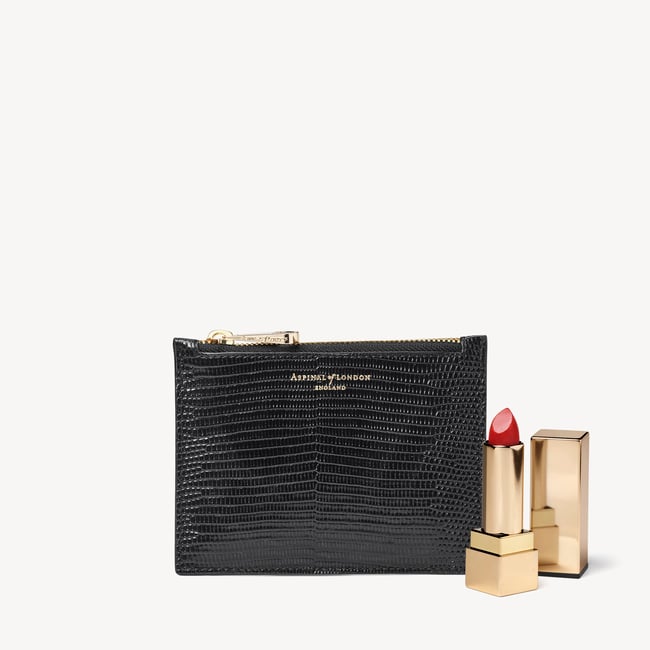 Small Essential Flat Pouch Black Lizard