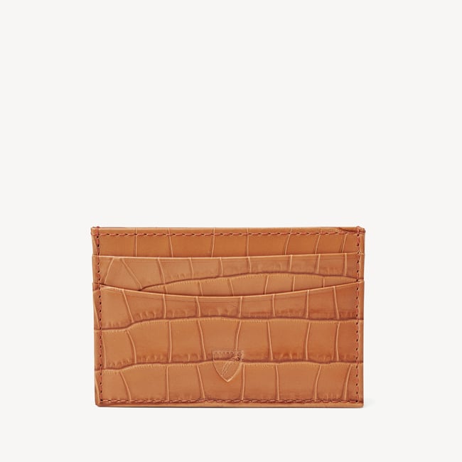 Slim Credit Card Holder Deep Shine Marmalade Small Croc