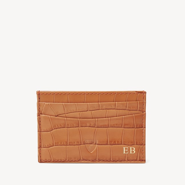 Slim Credit Card Holder Deep Shine Marmalade Small Croc