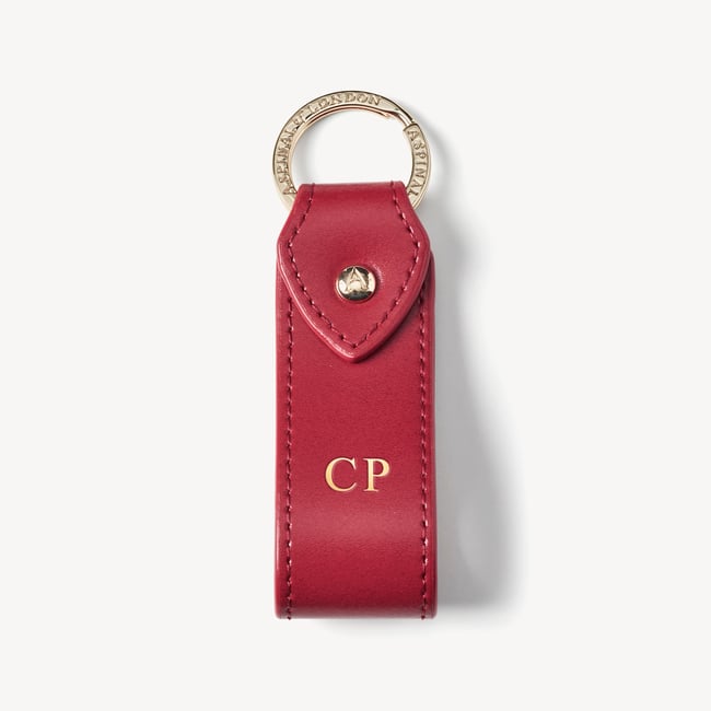 Small Leather Loop Keyring Smooth Red