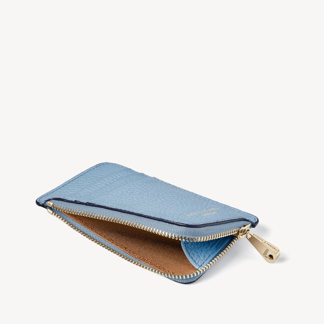 Zipped Coin & Card Holder Azure Blue Pebble