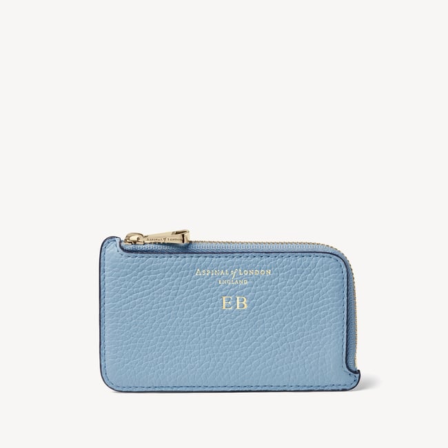 Zipped Coin & Card Holder Azure Blue Pebble