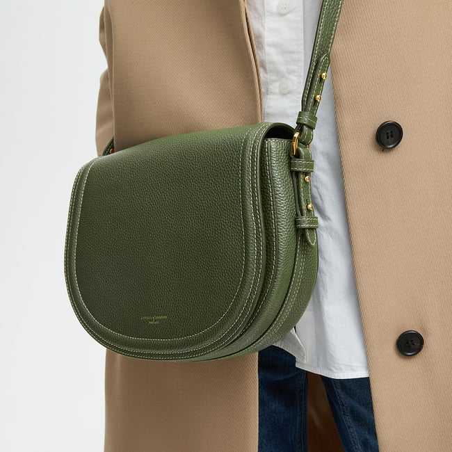 Stella Satchel Crossbody Bag Racing Green Pebble