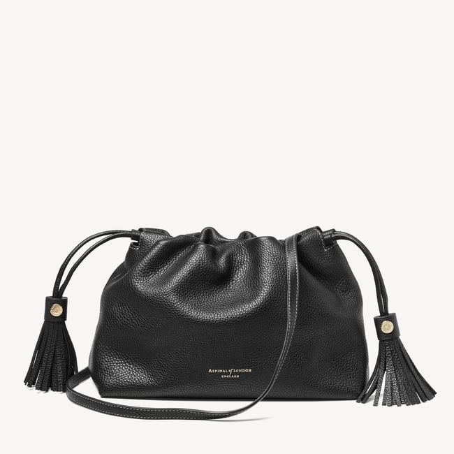 Hudson Large Crossbody Pouch Black Milled Pebble