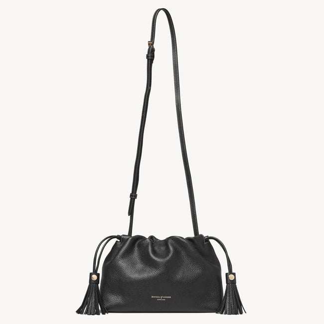 Hudson Large Crossbody Pouch Black Milled Pebble