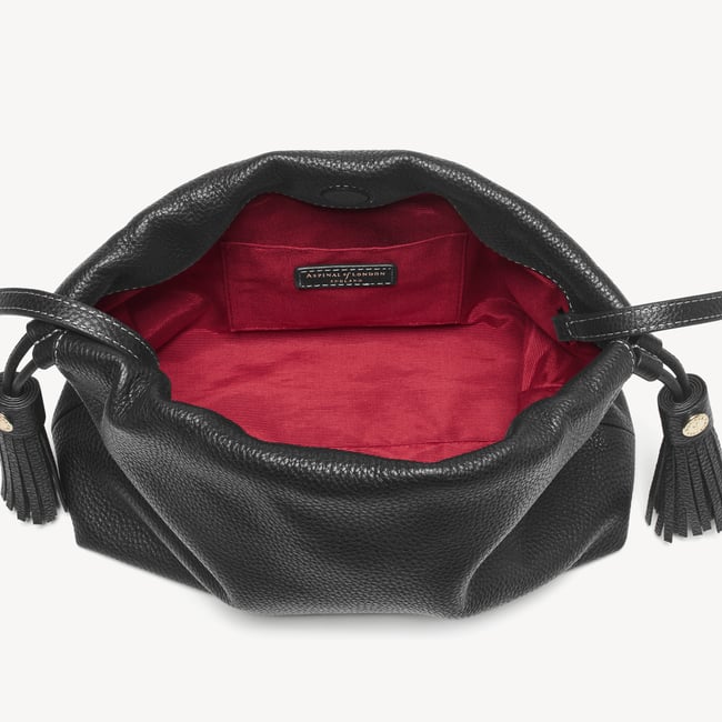 Hudson Large Crossbody Pouch Black Milled Pebble