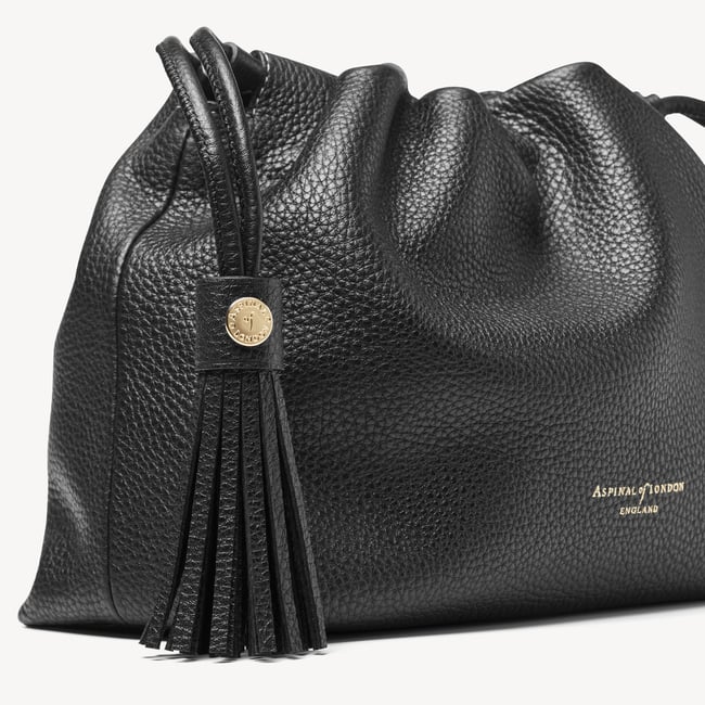 Hudson Large Crossbody Pouch Black Milled Pebble