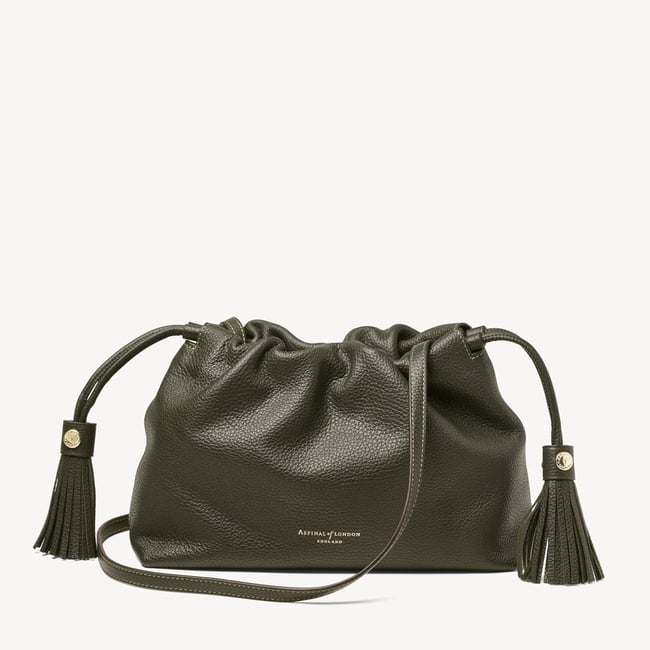 Hudson Large Crossbody Pouch Forest Green Milled Pebble