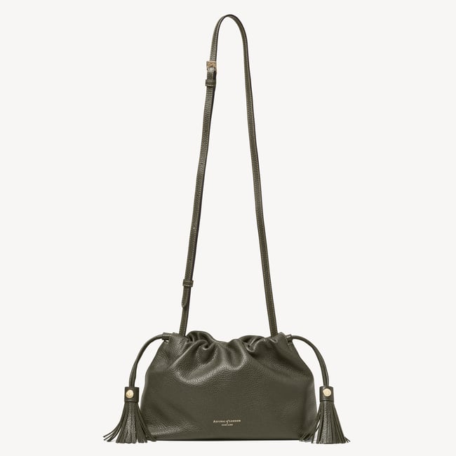 Hudson Large Crossbody Pouch Forest Green Milled Pebble