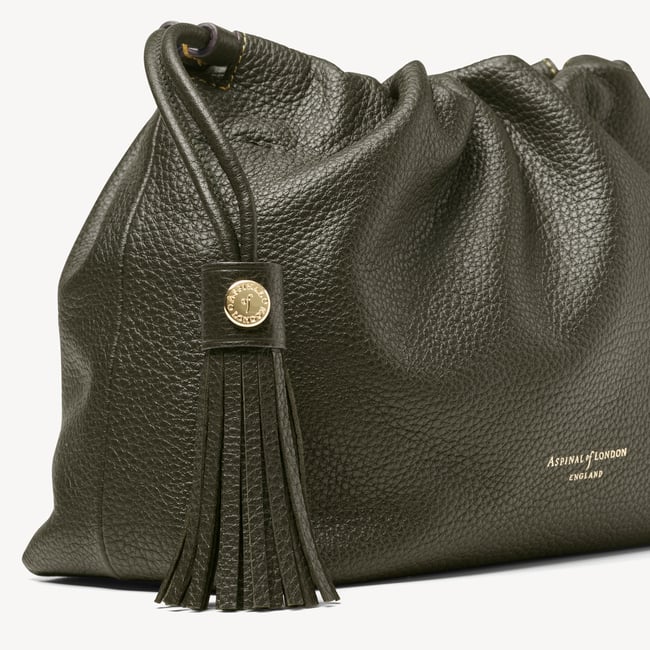 Hudson Large Crossbody Pouch Forest Green Milled Pebble