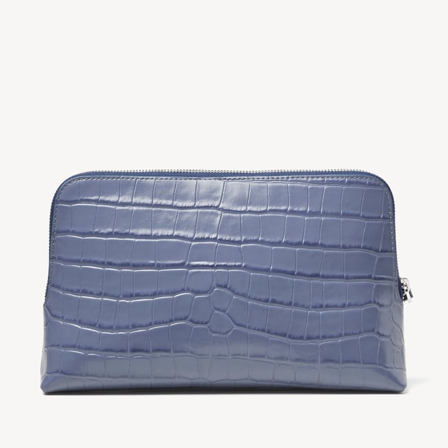 Large Essential Cosmetic Case Deep Shine Heritage Blue Croc