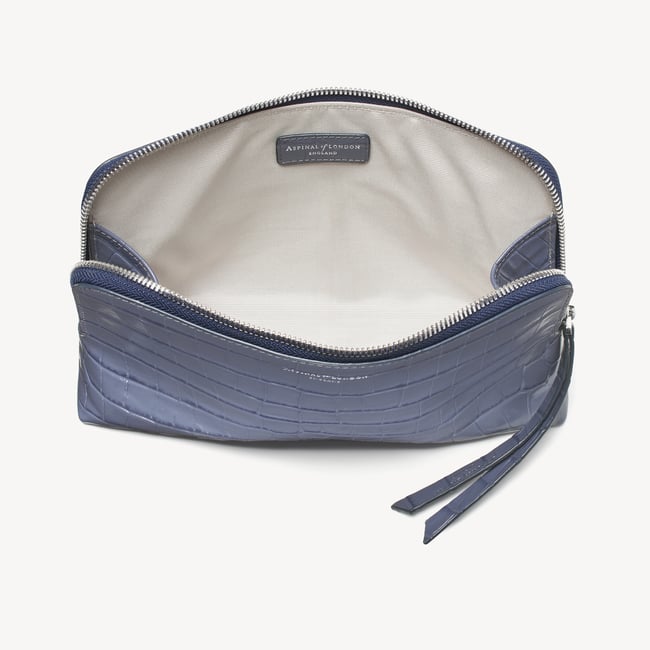 Large Essential Cosmetic Case Deep Shine Heritage Blue Croc