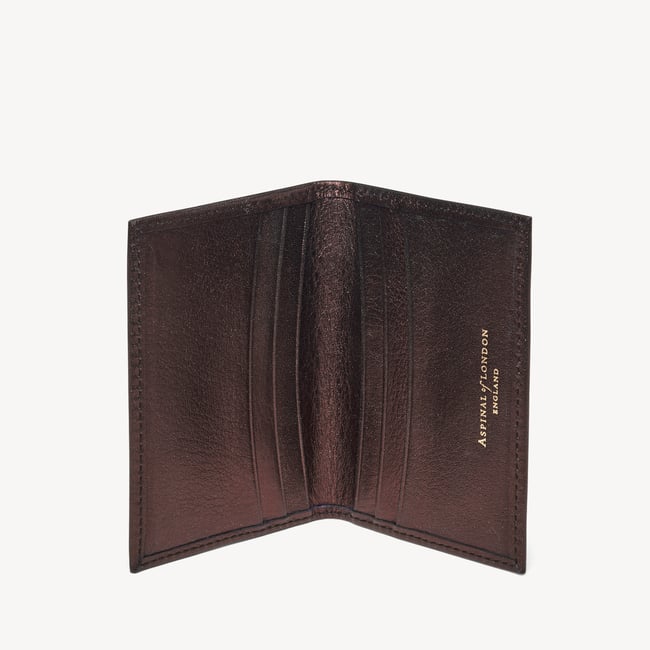 Double Fold Credit Card Holder Chocolate Metallic Pebble
