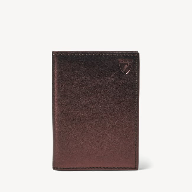 Double Fold Credit Card Holder Chocolate Metallic Pebble