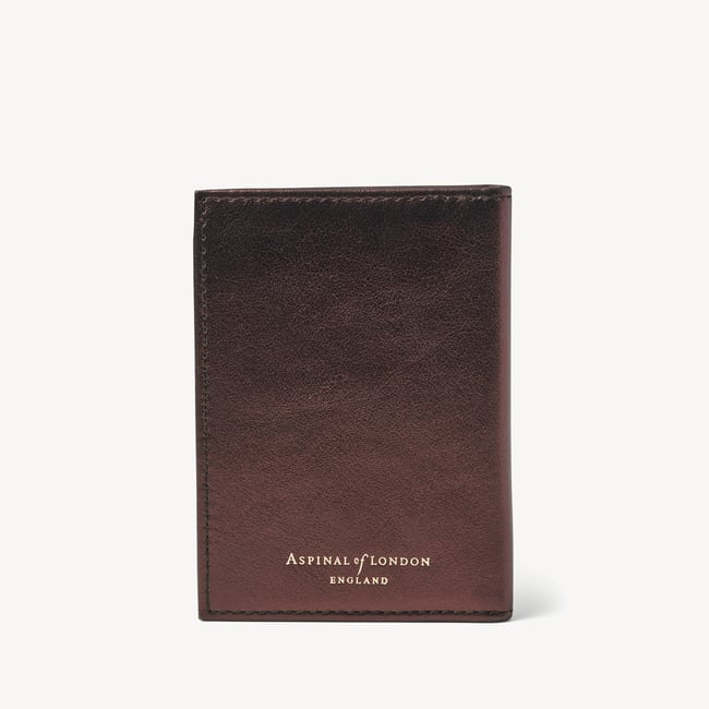 Double Fold Credit Card Holder Chocolate Metallic Pebble
