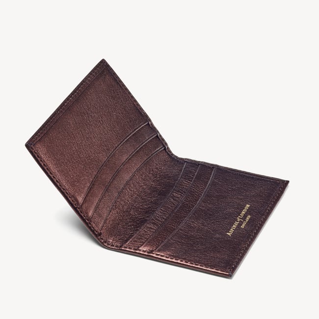Double Fold Credit Card Holder Chocolate Metallic Pebble