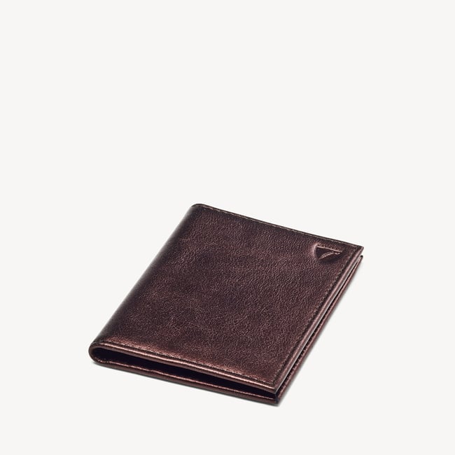 Double Fold Credit Card Holder Chocolate Metallic Pebble